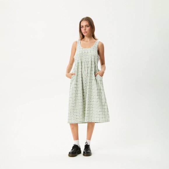 AFENDS Leo Seersucker Check Midi Dress Green White Size Small NEW NWT - Picture 1 of 9